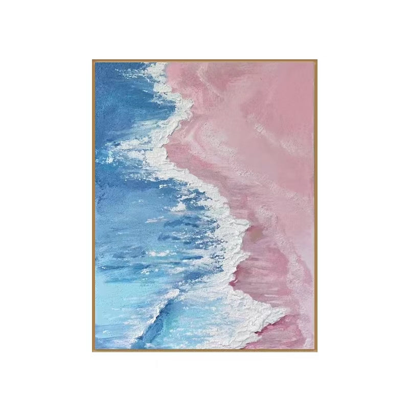 Seascape oil painting pink beach wall art