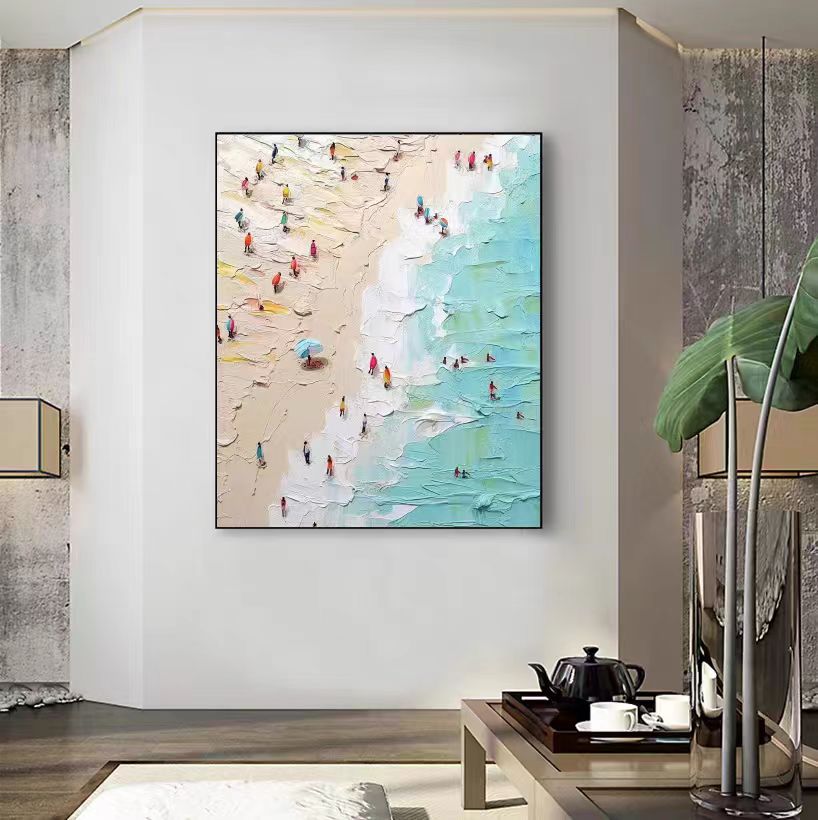 Blue Ocean Waves Painting on Canvas