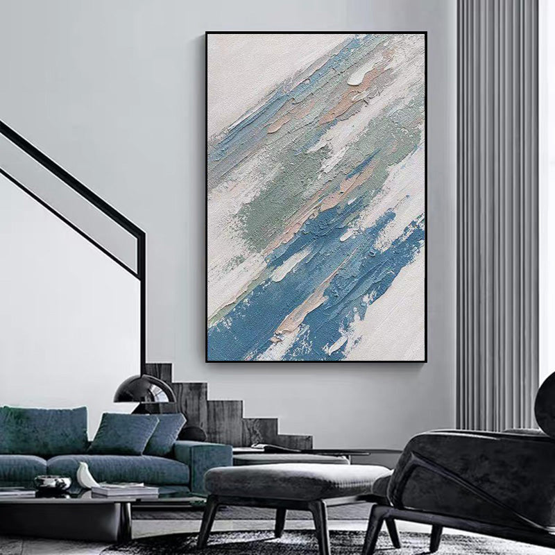 Blue Texture Palette Knife Painting Wall Art