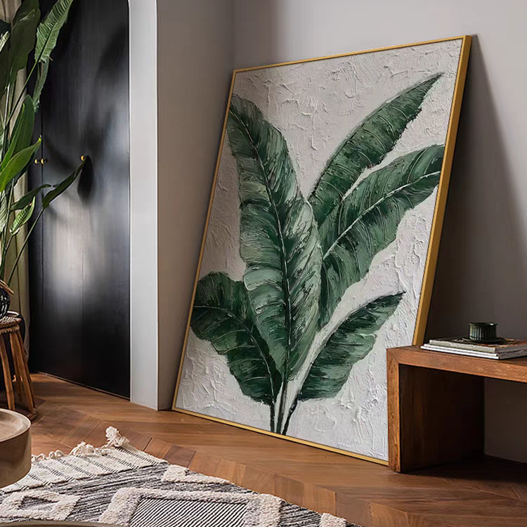 Plant Banana Leaf Texture Painting Wall Art