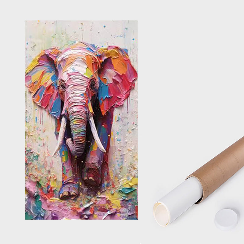 Colorful elephant knife painting oil painting