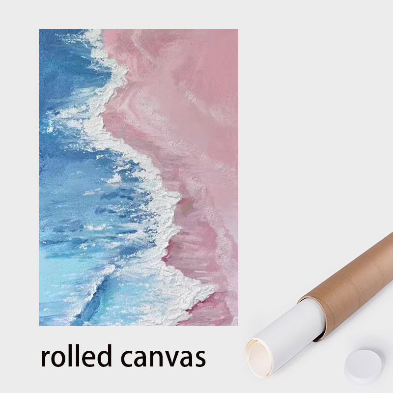 Seascape oil painting pink beach wall art