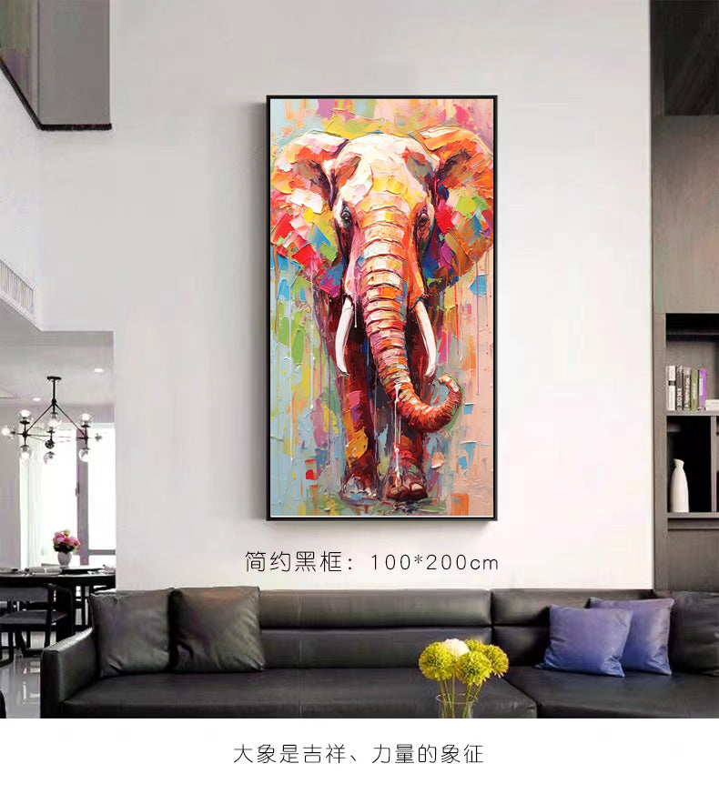 Colorful elephant knife painting oil painting