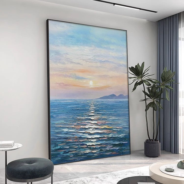 Blue ocean abstract oil painting,