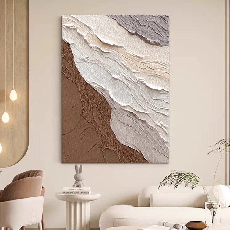 Cream color large abstract simple oil painting