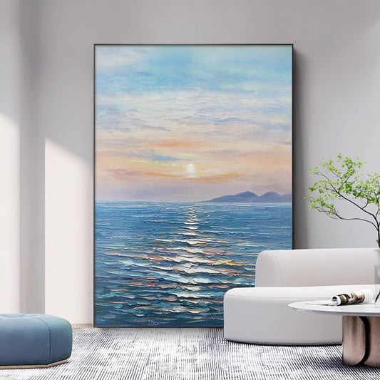 Blue ocean abstract oil painting,