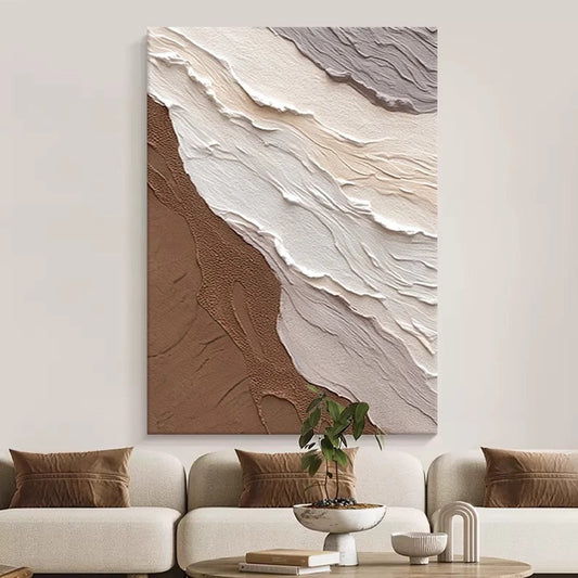 Cream color large abstract simple oil painting