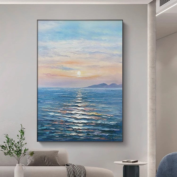 Blue ocean abstract oil painting,