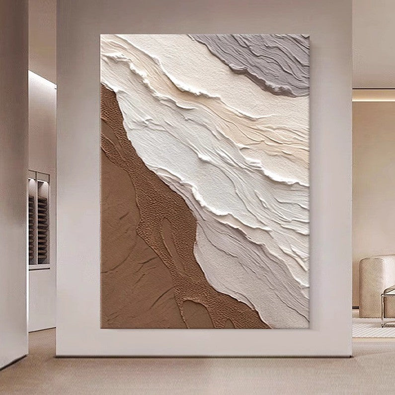 Cream color large abstract simple oil painting