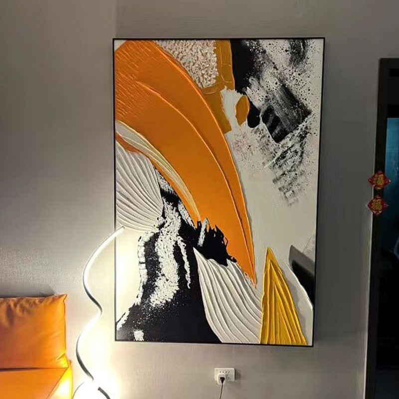 3D orange texture palette knife painting