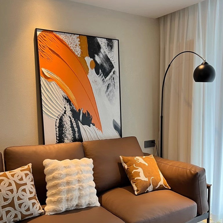 3D orange texture palette knife painting