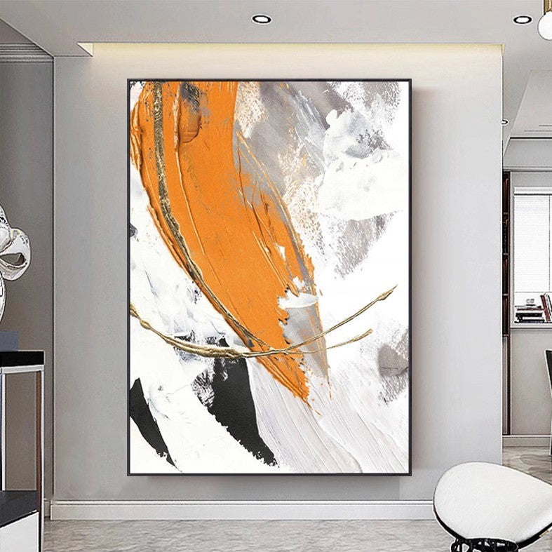 3D orange texture palette knife painting