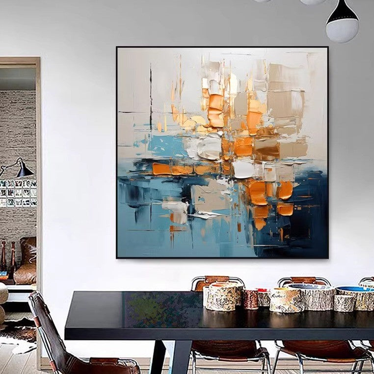 Original colorful block canvas oil painting