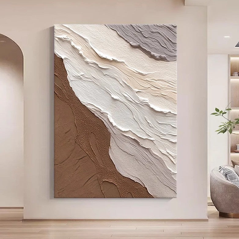 Cream color large abstract simple oil painting