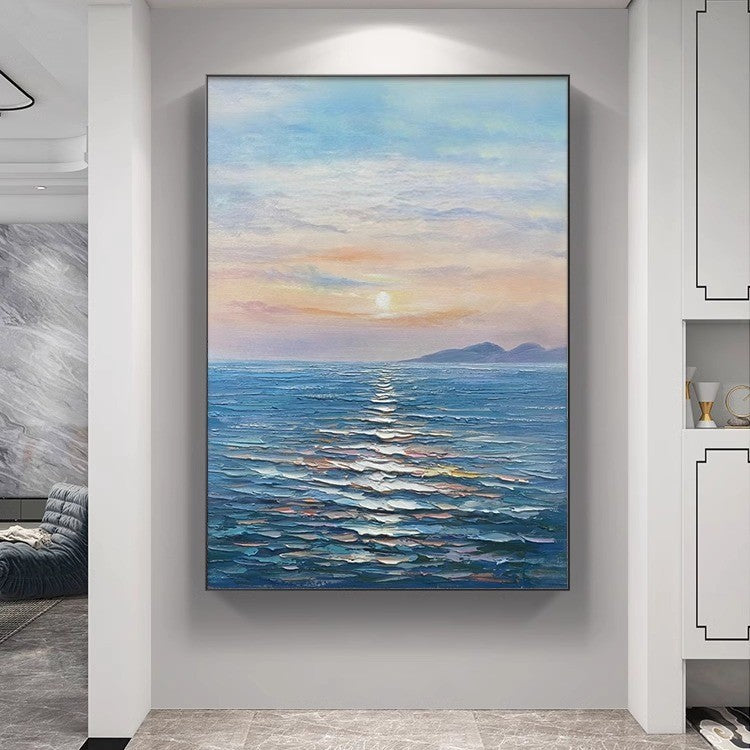 Blue ocean abstract oil painting,