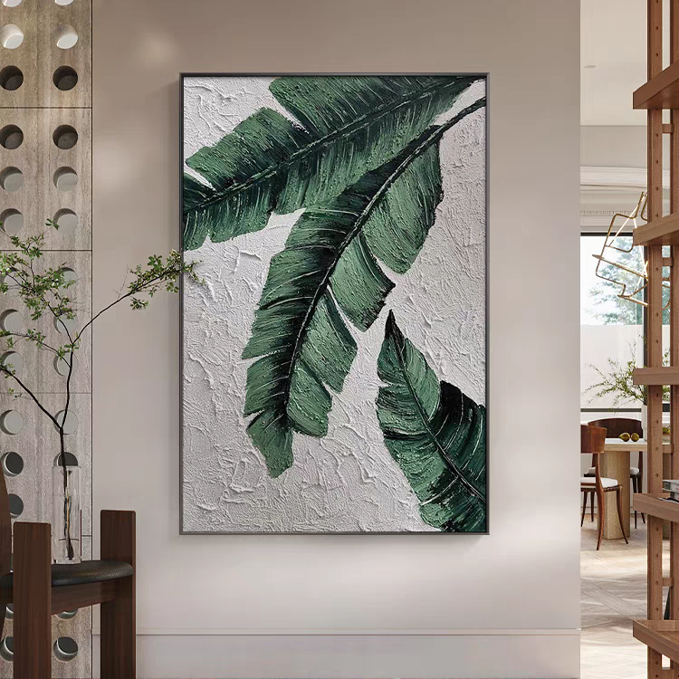 Plant Banana Leaf Texture Painting Wall Art