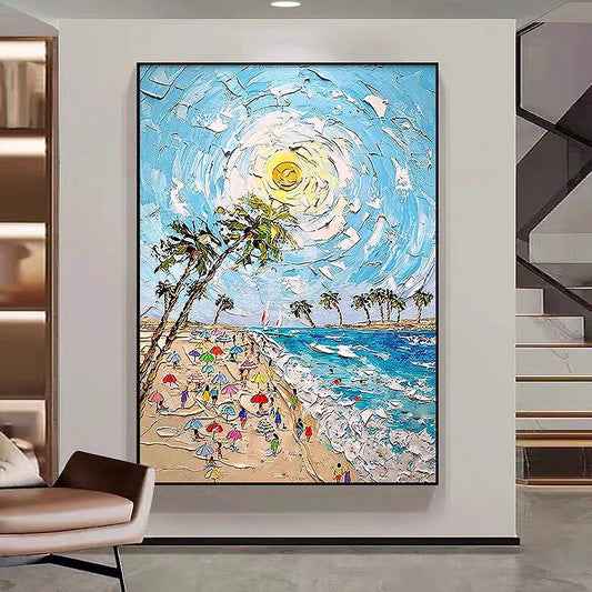 Blue Ocean Waves Painting on Canvas