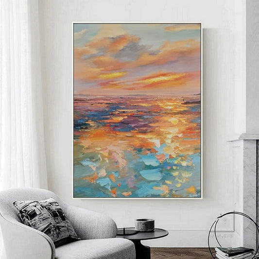 Seaside sunrise oil painting wall art