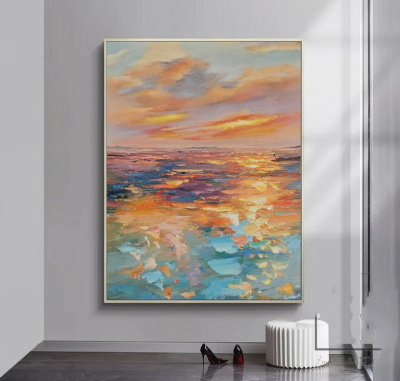 Seaside sunrise oil painting wall art