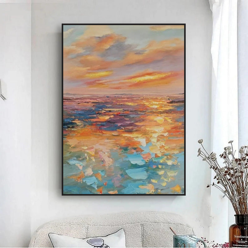 Seaside sunrise oil painting wall art