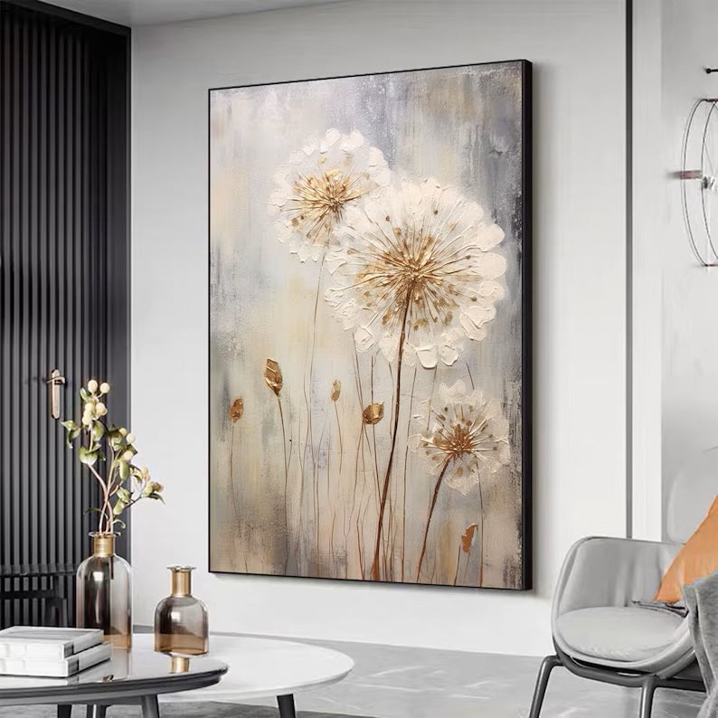 Dandelion abstract oil painting texture painting