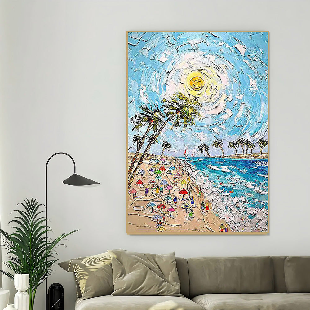 Blue Ocean Waves Painting on Canvas