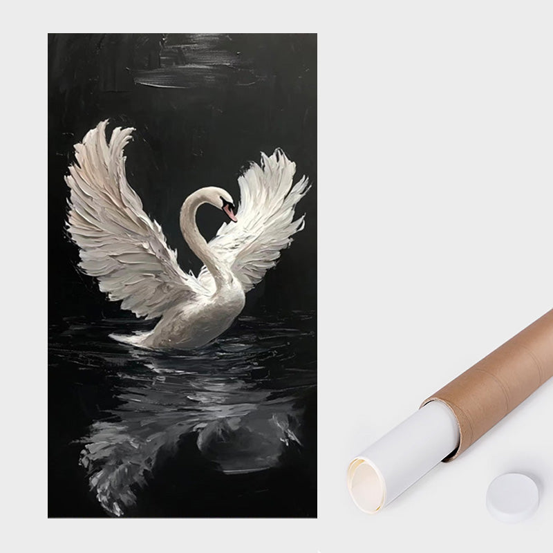 knife work Oil painting white swan art