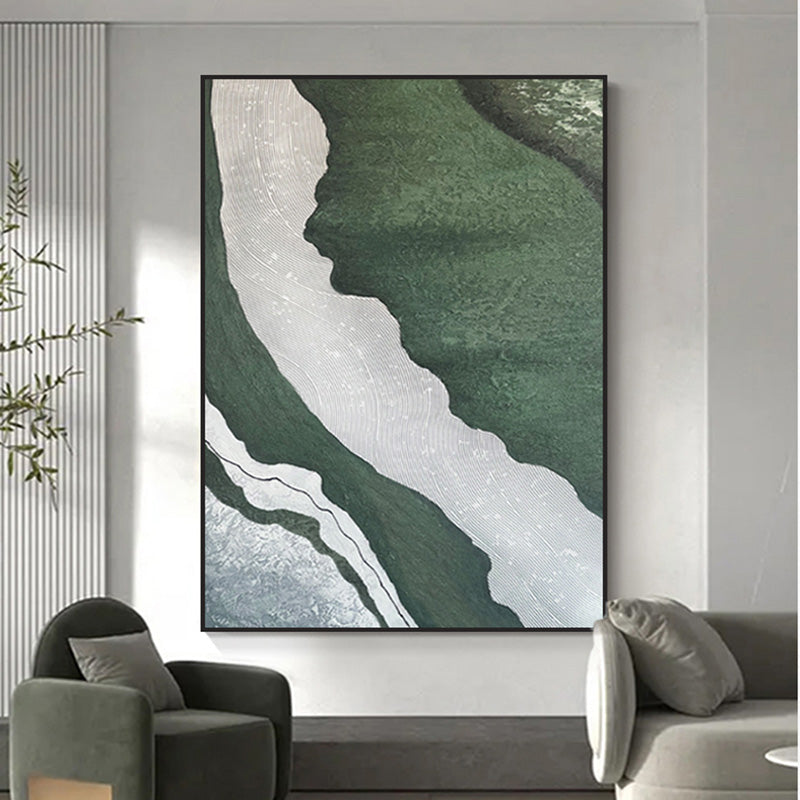 Abstract oil painting 3D green texture wall art