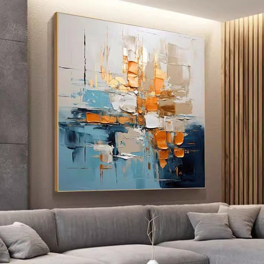 Original colorful block canvas oil painting