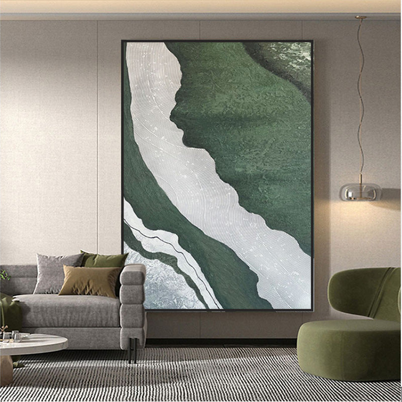 Abstract oil painting 3D green texture wall art