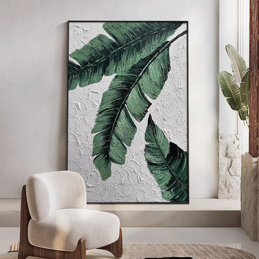 Plant Banana Leaf Texture Painting Wall Art